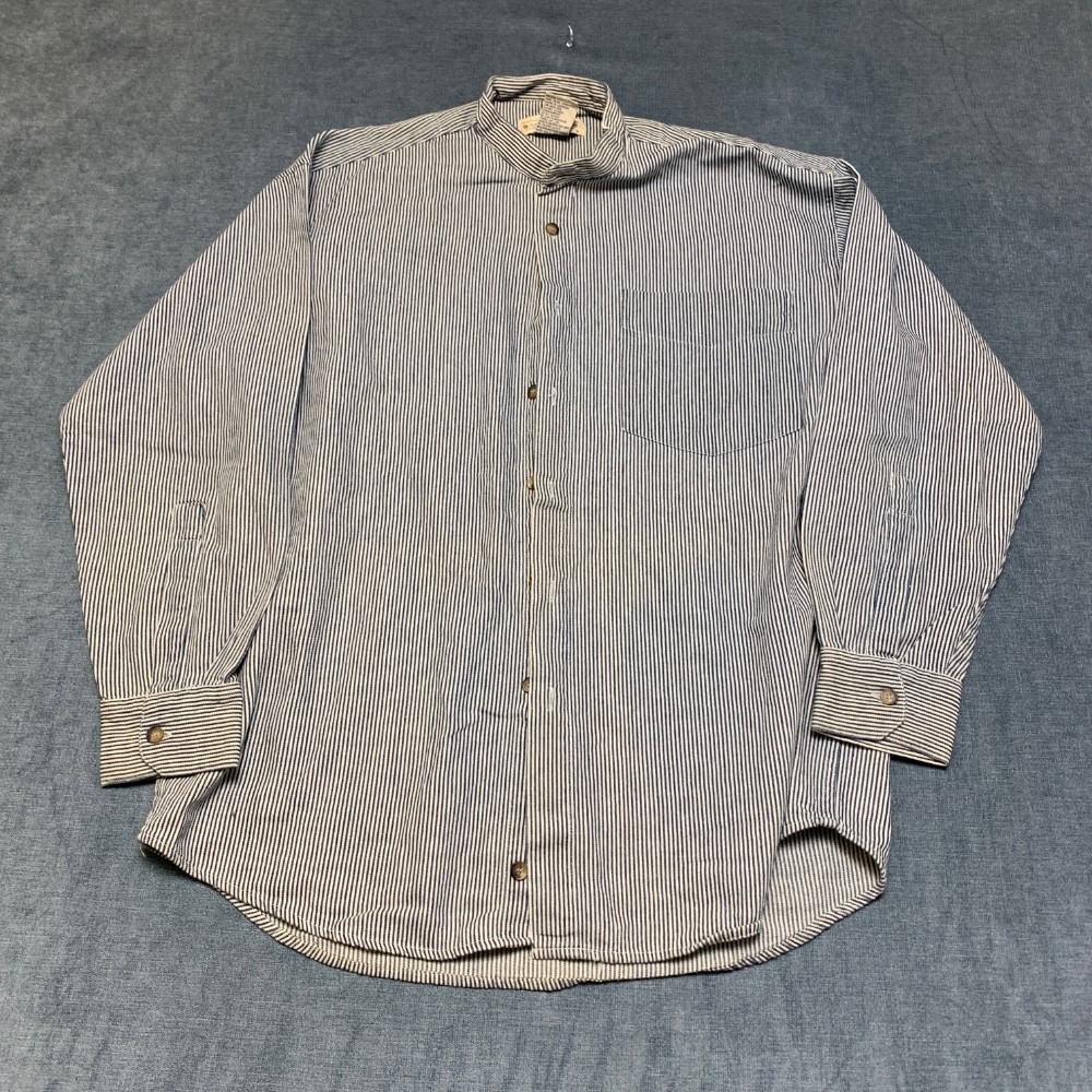 Natural Issue Shirt Men Medium Blue White Striped Cotton Button Up Everyday Wear